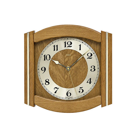 Orologio da parete radiocontrollato AMS 5822/4, rovere • Movimento radiocontrollato • Rovere massello
