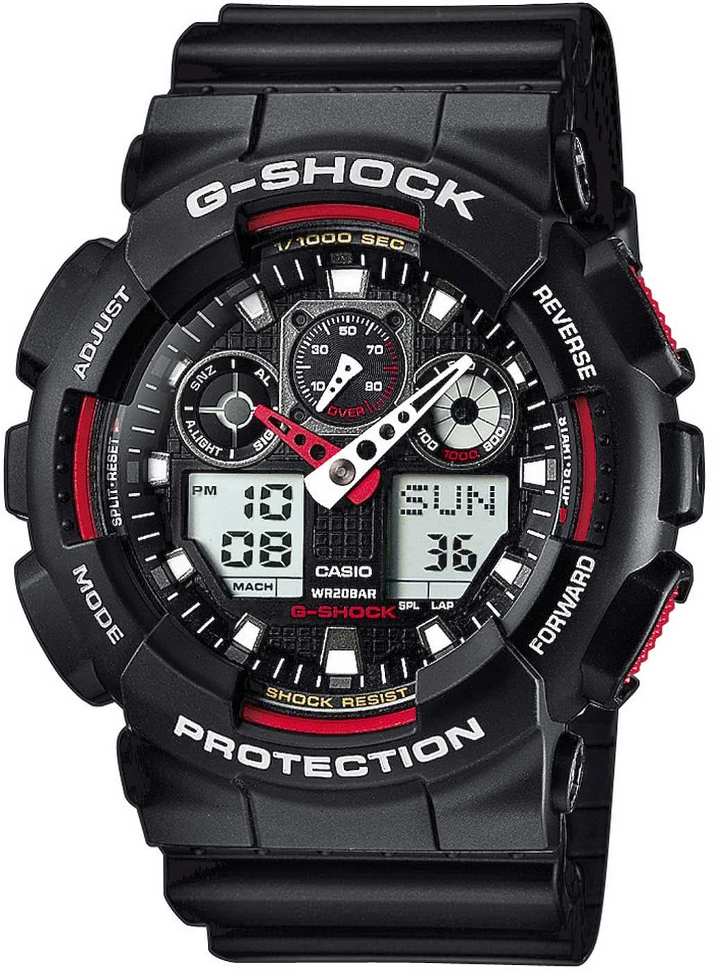 Orologio da uomo Casio G-Shock GA-100-1A4ER • Estrema resistenza agli urti • Ora mondiale