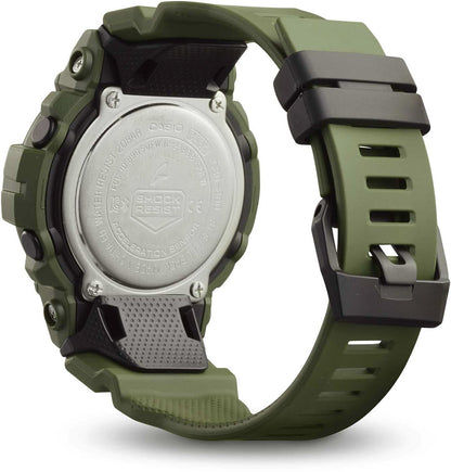 Orologio da uomo con fondello in argento e cinturino in plastica verde oliva con linguette a scatto