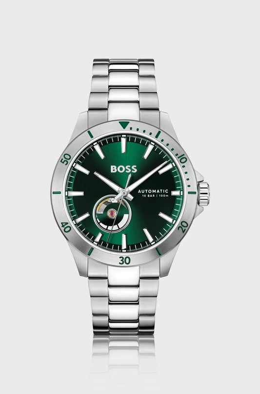 BOSS Troper Automatic 1514200 Herren Armbanduhr Silber • Japanisches Automatikwerk • Wasserdicht bis 100 m