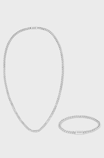BOSS Chain Gift Set 1570197 Armbanduhr-Set Silberfarben • Halskette und Gliederarmband • Edelstahl, Bild 2
