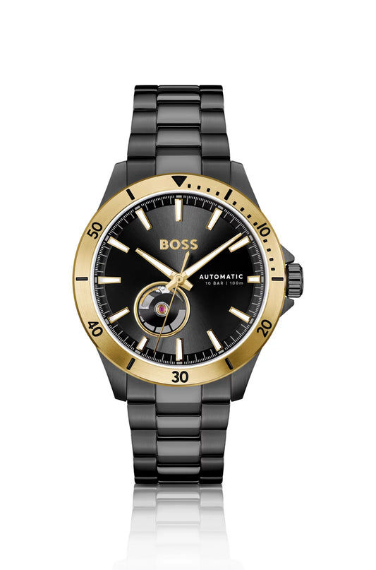 BOSS Troper 1514203 Herren Armbanduhr • Japanisches Automatikwerk • Vergoldete Akzente