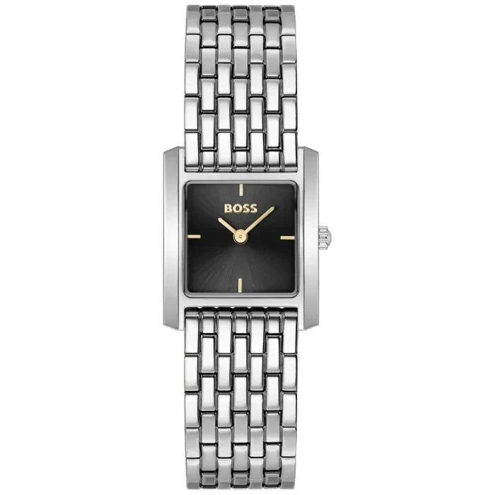BOSS Lucy Scala 1502844 Damen Armbanduhr Schwarz • Eckiges Edelstahlgehäuse • Quarzwerk