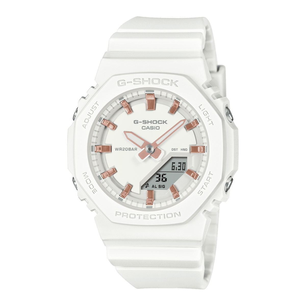 Casio GMA-P2100M-7AER G-Shock Classic Damen Armbanduhr Weiß • Bio-Harz Armband • 20 BAR wasserdicht