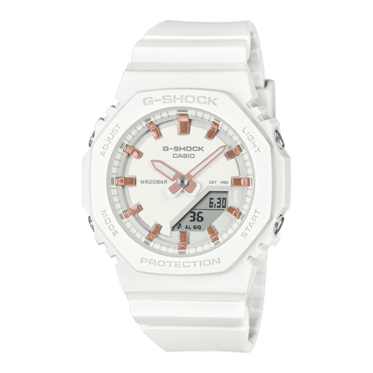 Casio GMA-P2100M-7AER G-Shock Classic Damen Armbanduhr Weiß • Bio-Harz Armband • 20 BAR wasserdicht
