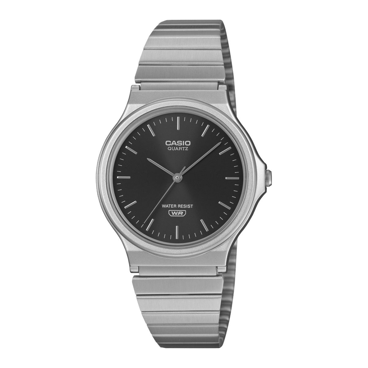 Casio MQ-24DA-1AEF Armbanduhr Schwarz • Metallic-Sonnenschliff-Zifferblatt • Edelstahlband