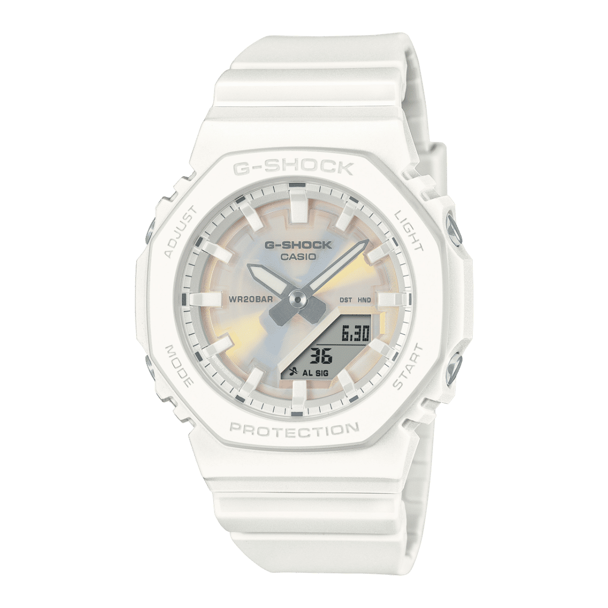 Casio GMA-P2100PC-7AER G-Shock Damenuhr Weiß • Biobasiertes Resin • Ana-Digi Zifferblatt