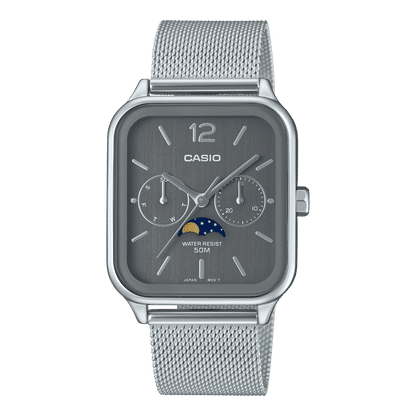 Casio MTP-M305M-8AVER Timeless Collection Herrenuhr Silber • Mondphase • Mineralglas