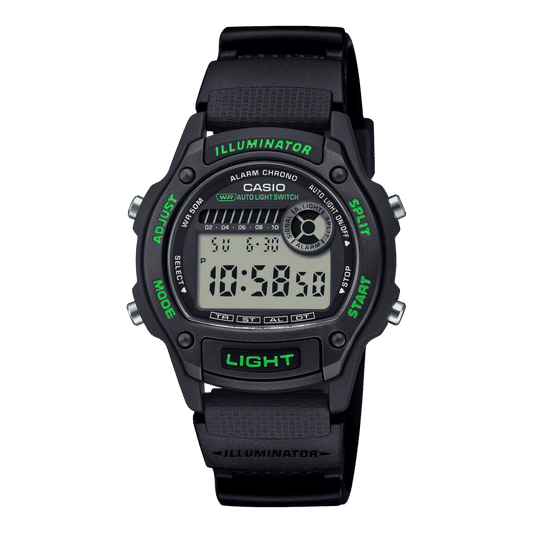 Casio Timeless W-220H-1A3VEF Herrenuhr • Bio-Resin Armband • Weltzeit & Stoppuhr