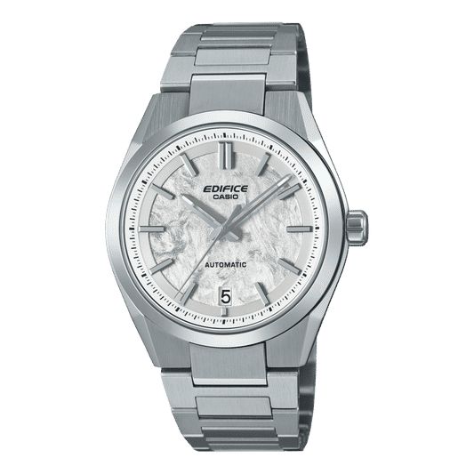 Silberne Herrenarmbanduhr mit Edelstahlband und silbernem Zifferblatt, Automatik