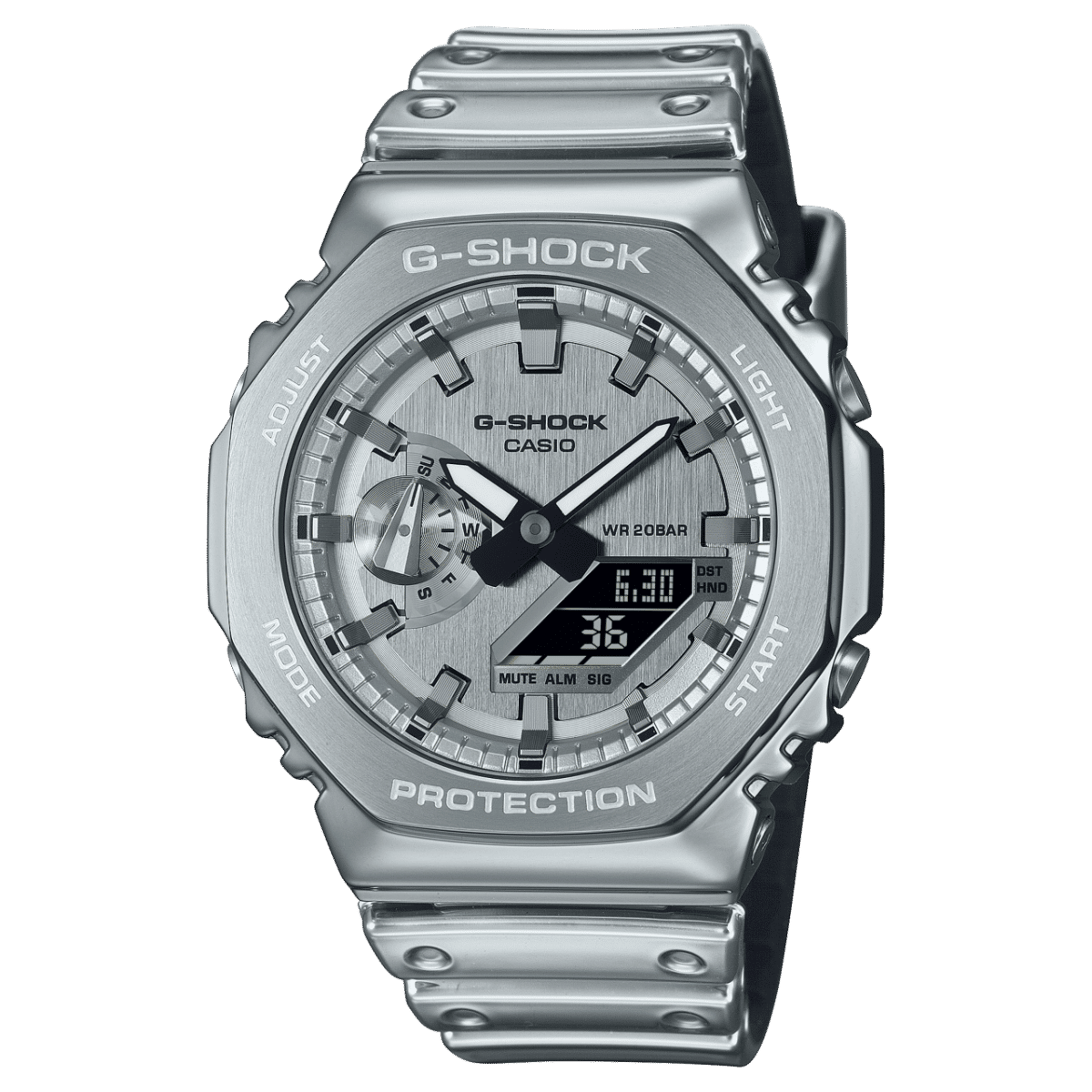 Casio GM-2100YM-8AER G-Shock G-Steel Herren Armbanduhr Silberfarben • Edelstahllünette • 20 bar wasserdicht