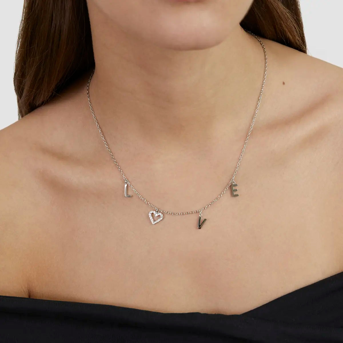 s.Oliver Collana con scritta Love e motivo a cuore - Modello: SOJ-0103-N-47
