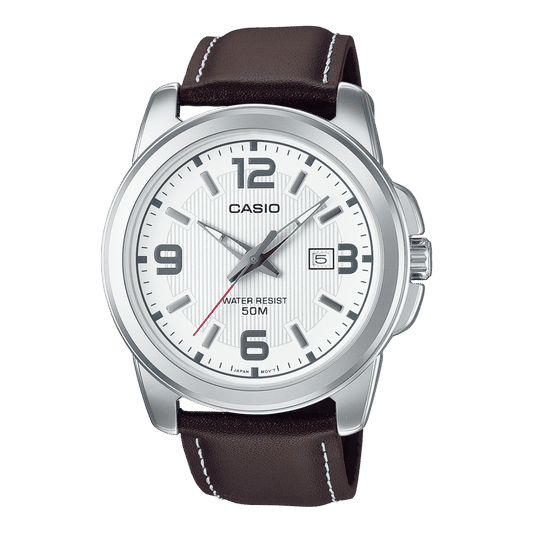 Casio Collection MTP-1314PL-7AVEF Herrenuhr Weiß • Mineralglas • Lederarmband
