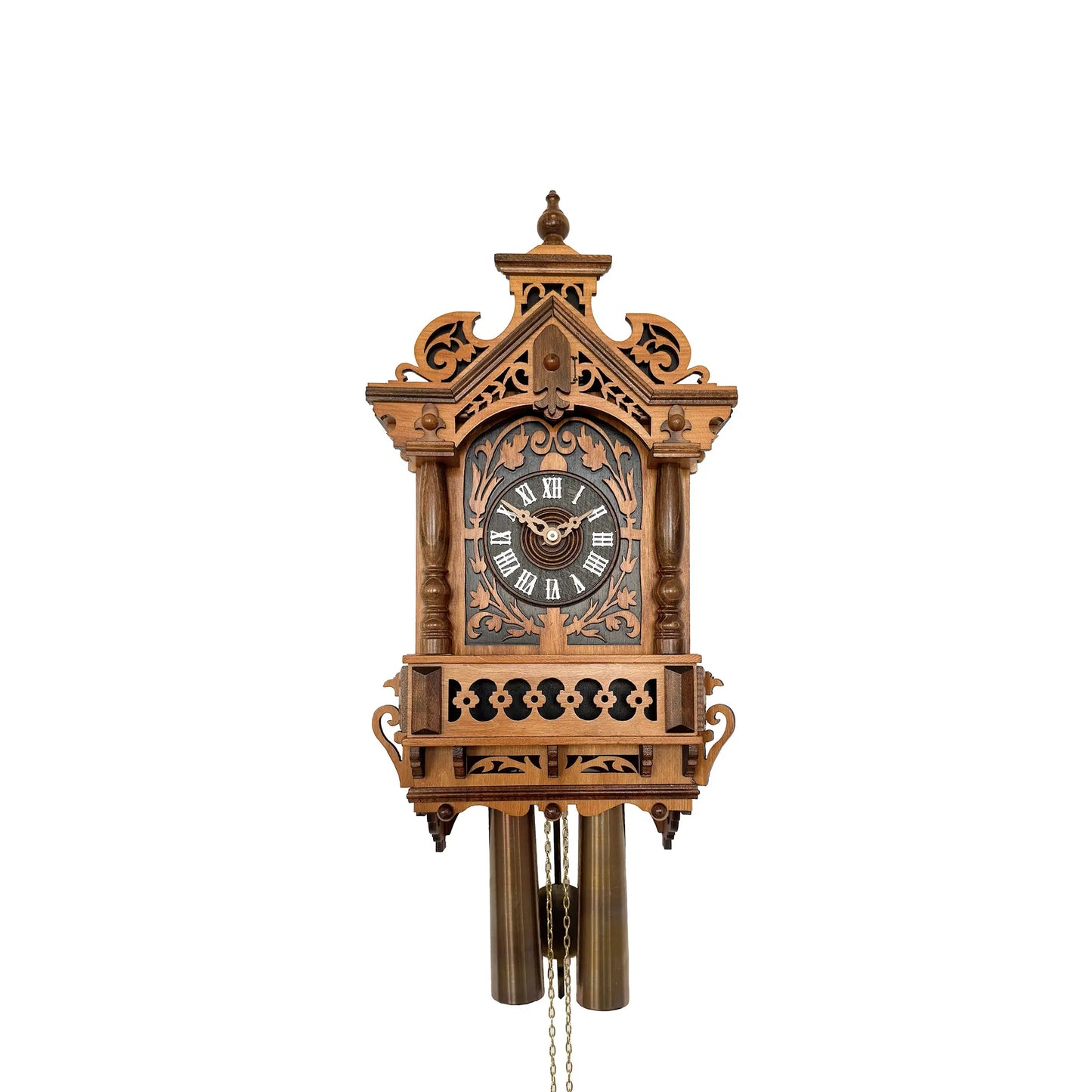 Rombach & Haas TRADITION 3401 Orologio da Parete Legno Scuro • Movimento Meccanico 8 Giorni • Intaglio a Traforo Fatto a Mano