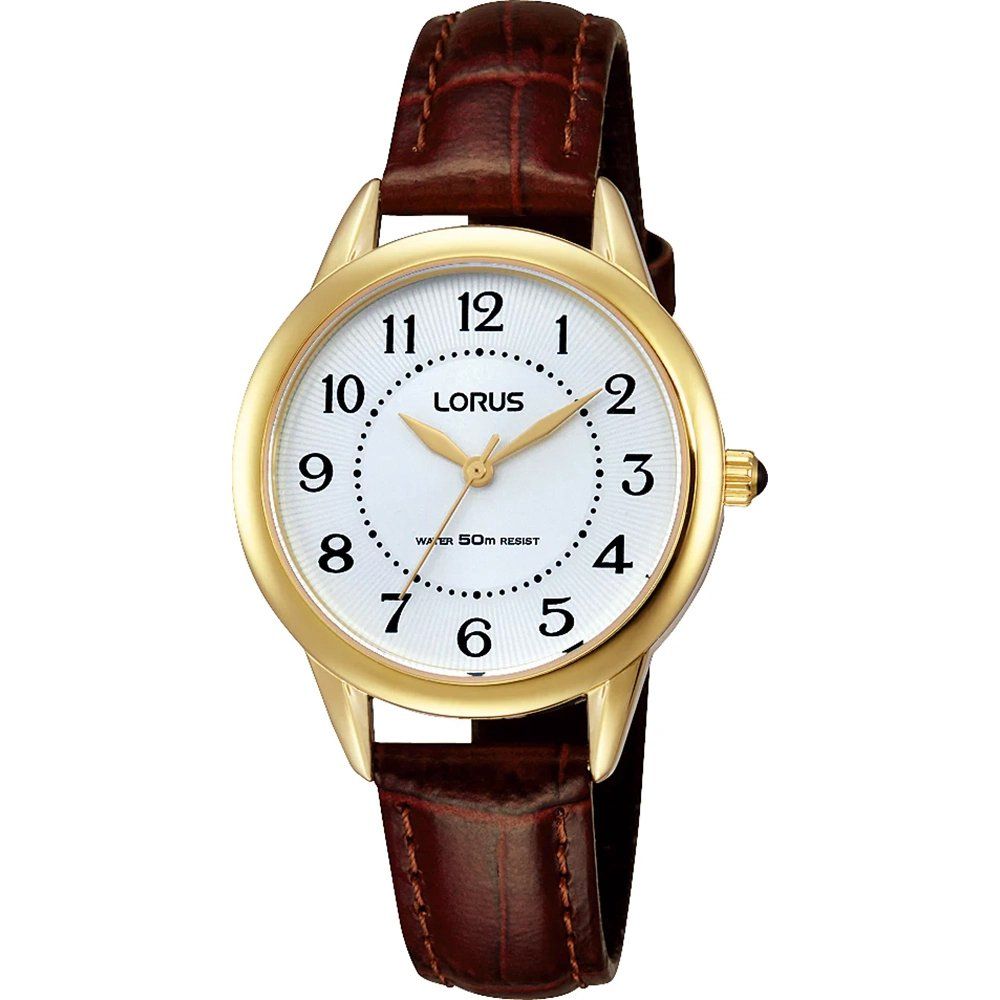 Lorus Dress RG252JX5 Damen Armbanduhr Gold • Mineralglas • Elegantes Lederarmband