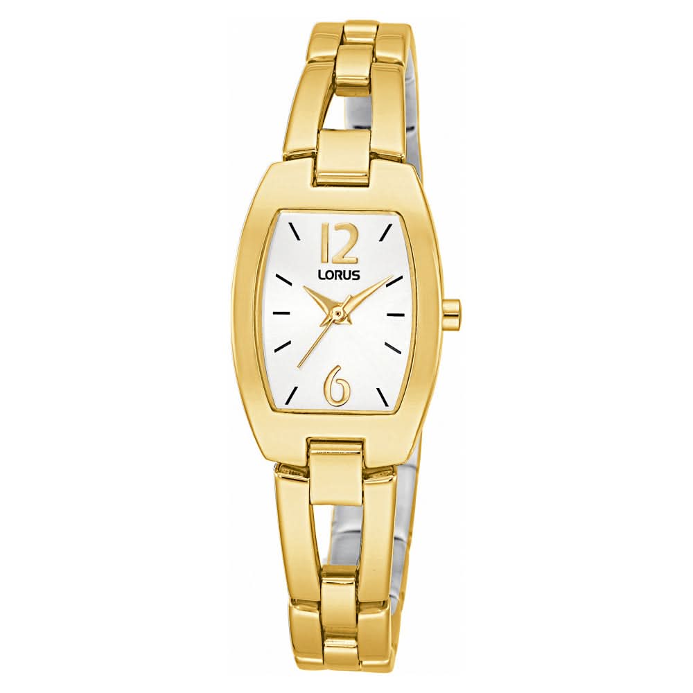 Lorus Classic RRX92GX9 Damen Armbanduhr Gold • Tonneau-Gehäuse • Mineralglas