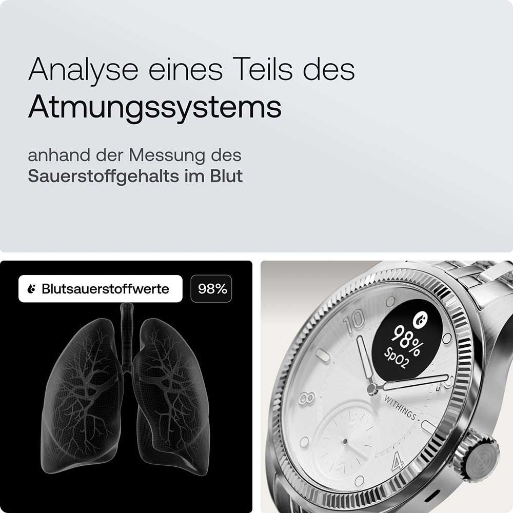 Withings ScanWatch Nova HWA10-MODEL 10-ALL Damen Smartwatch Silber • Hybrid-Smartwatch mit analogem Zifferblatt • 5 ATM