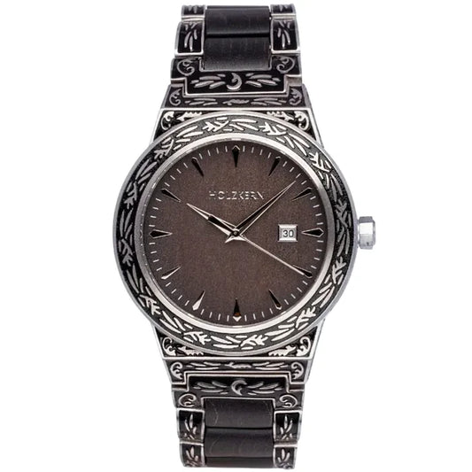 Holzkern Misir Armbanduhr Grau • Quarzwerk • Mineralglas