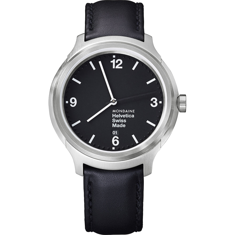 Mondaine Helvetica No1 Bold MH1.B1220.LB Herrenuhr Schwarz • Saphirglas • Schweizer Quarzwerk