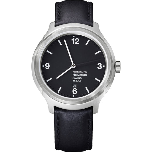 Mondaine Helvetica No1 Bold MH1.B1220.LB Herrenuhr Schwarz • Saphirglas • Schweizer Quarzwerk