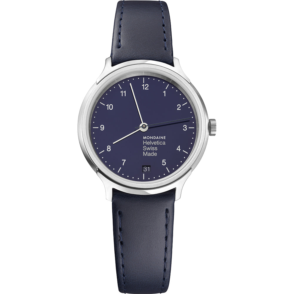 Mondaine Helvetica No1 Regular MH1.R1240.LD Herrenuhr Blau • Quarzwerk • Klassisches Schweizer Design