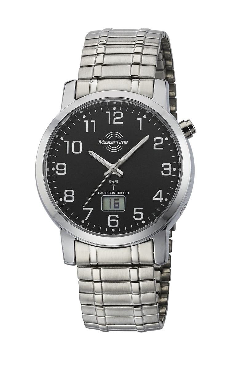 Master Time Basic MTGA-10308-22M Herren Armbanduhr Silber • Funkuhrwerk DCF77 • Mineralglas