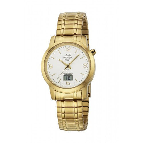 Master Time Basic MTLA-10313-12M Damenuhr Gold • Funkuhrwerk • Datumsanzeige