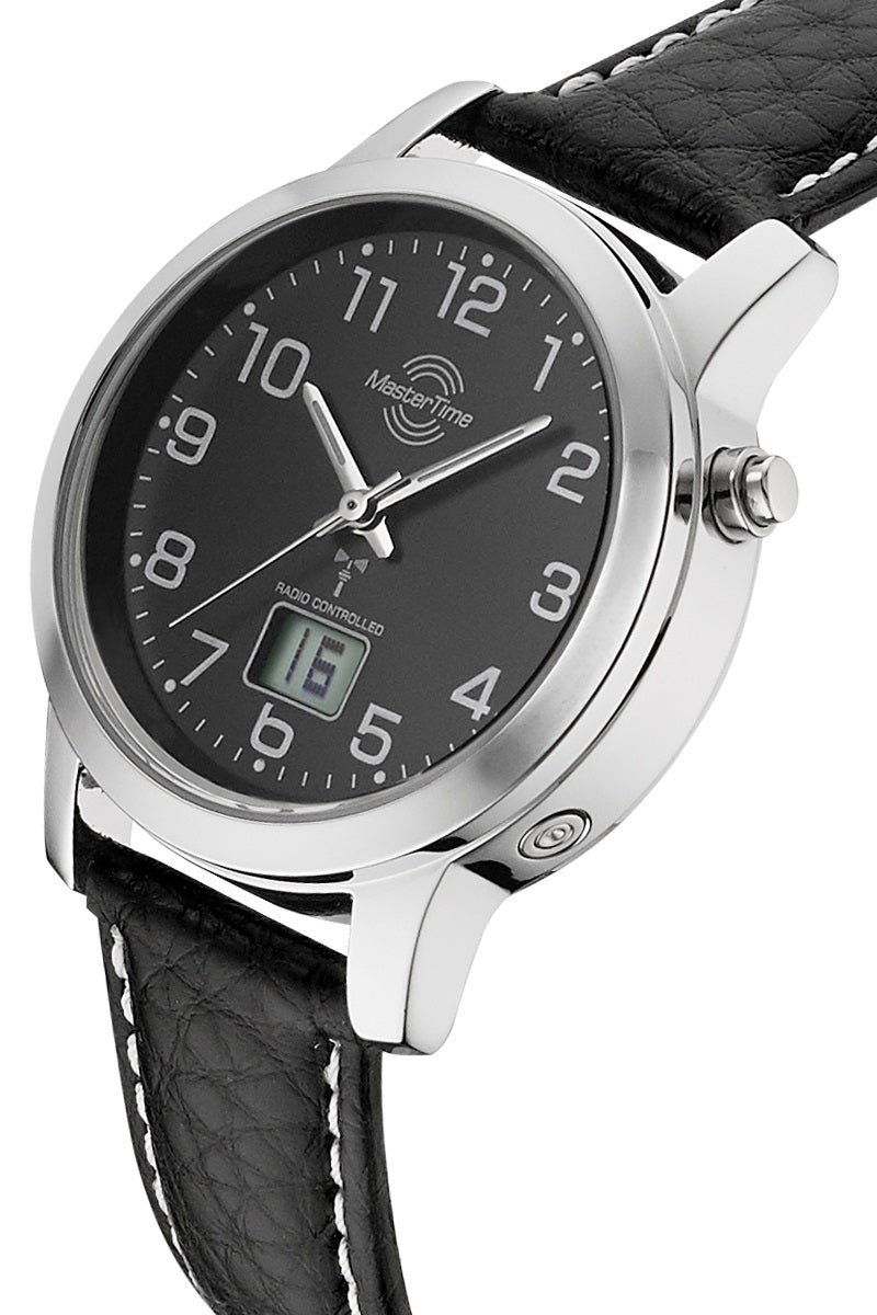 Master Time Basic MTLA-10577-24L Damen Armbanduhr Schwarz • Funkuhr mit Datum • Mineralglas, Bild 2