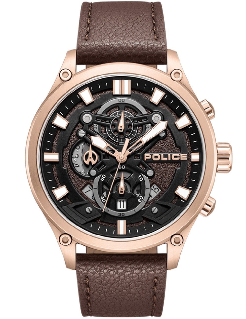 Police Wadden PEWGC0054204 Herrenuhr Braun • Quarz-Chronograph • Mineralglas