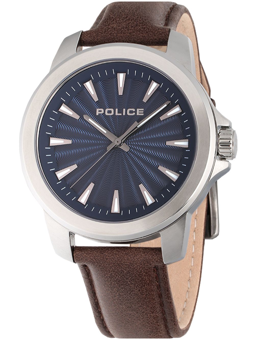 Police Mensor PEWJA2207803 Herrenuhr Blau • Lederarmband Braun • Quarzwerk
