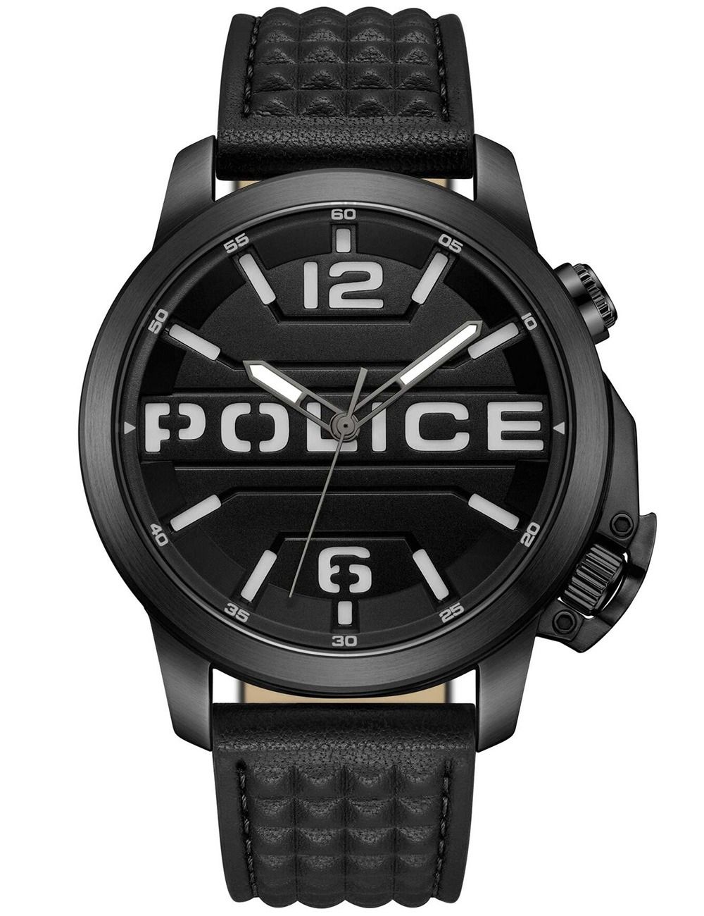 Police PEWJD0021701 Herrenuhr Schwarz • Quarzwerk • Lederarmband