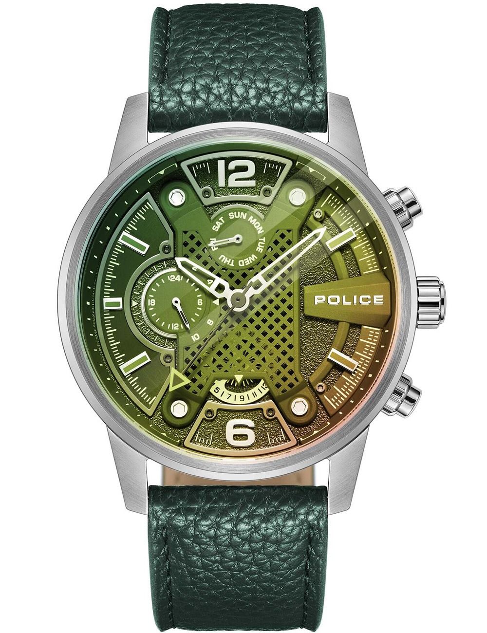 Police Lanshu PEWJF2203307 Herrenuhr Grün • Quarz-Chronograph • Mineralglas