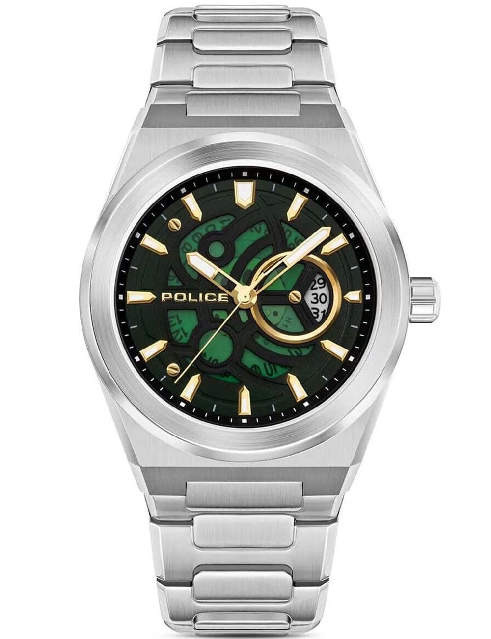 Police Ofset PEWJH2228009 Herren • Grünes Malachit-Zifferblatt • Edelstahl-Armband