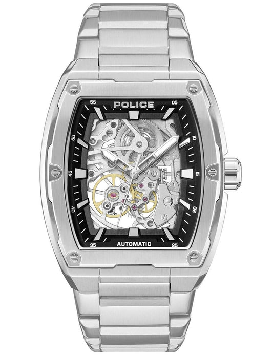 Police Skeletor PEWJL0072202 Herrenuhr Silber • Automatikwerk • Skelettzifferblatt
