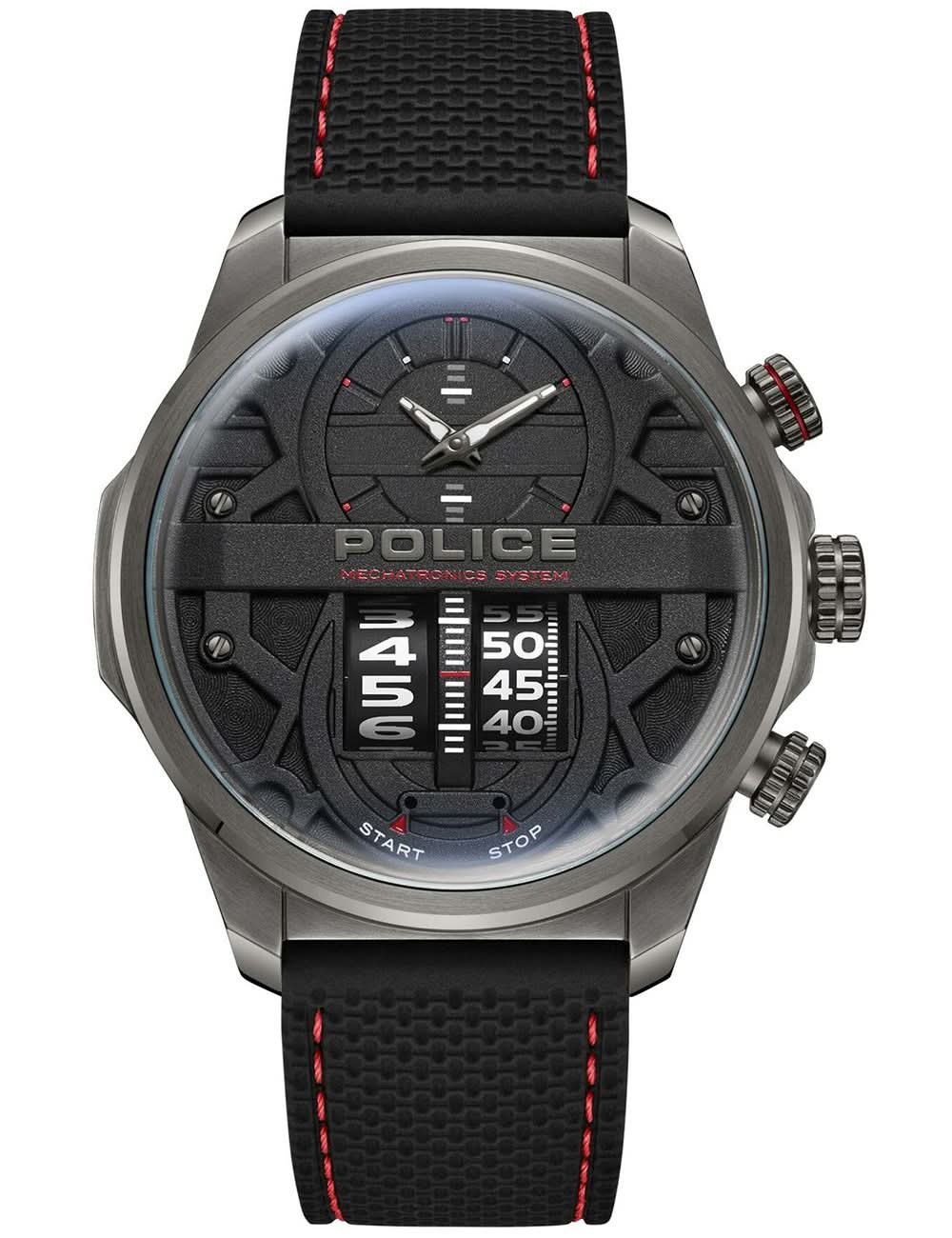 Police Rotocrom PEWJM0006505 Herrenuhr Schwarz • Mechatronischer Chronograph • Edelstahlgehäuse 44 mm