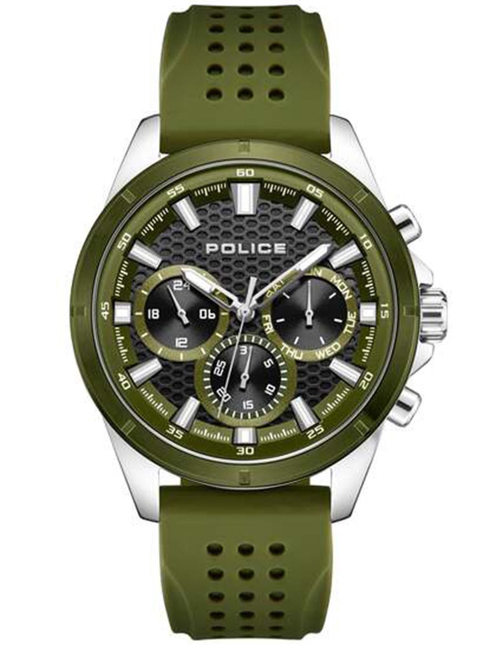 Police Motion PEWJQ2204111 Herren Armbanduhr Grün • Mineralglas • Quarzwerk mit Datum & Wochentag