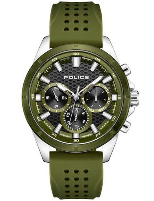 Police Motion PEWJQ2204111 Herren Armbanduhr Grün • Mineralglas • Quarzwerk mit Datum & Wochentag