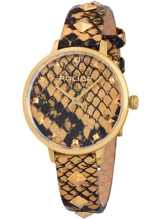 Police Socotra PEWLA2109702 Damenuhr Gold • Kalbslederarmband • Quarzwerk