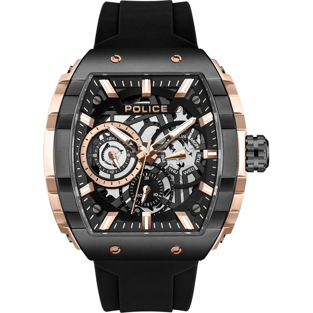 Police Flash PEWGQ0063006 Armbanduhr Schwarz • Dual Time • Mineralglas