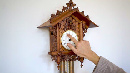 Rombach & Haas TRADITION 3407 Väggklocka Guld/Trä • Mekaniskt 8-dagarsverk • Äkta Schwarzwald-gökur