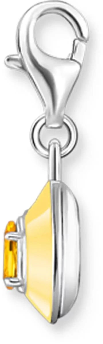 Tropfen-Anhänger aus 925-Sterlingsilber mit gelbem Stein, seitliche Ansicht