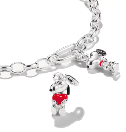 Charms in argento sterling 925 riciclato con motivo Snoopy e pavé, modello Thomas Sabo PEANUTS Connect: CC1310-691-11