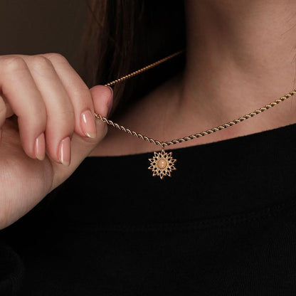 Collana in acciaio inossidabile - Girasole - Anima in legno Modello: 9010631025281