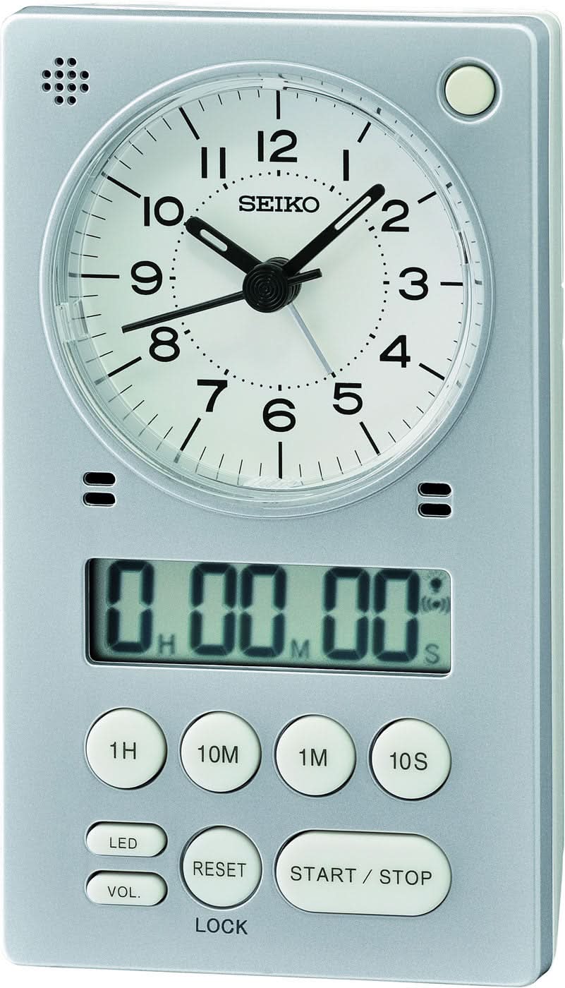 Sveglia analogica e digitale Seiko 11,6 cm in plastica • Lancetta dei secondi silenziosa • Allarme e Snooze