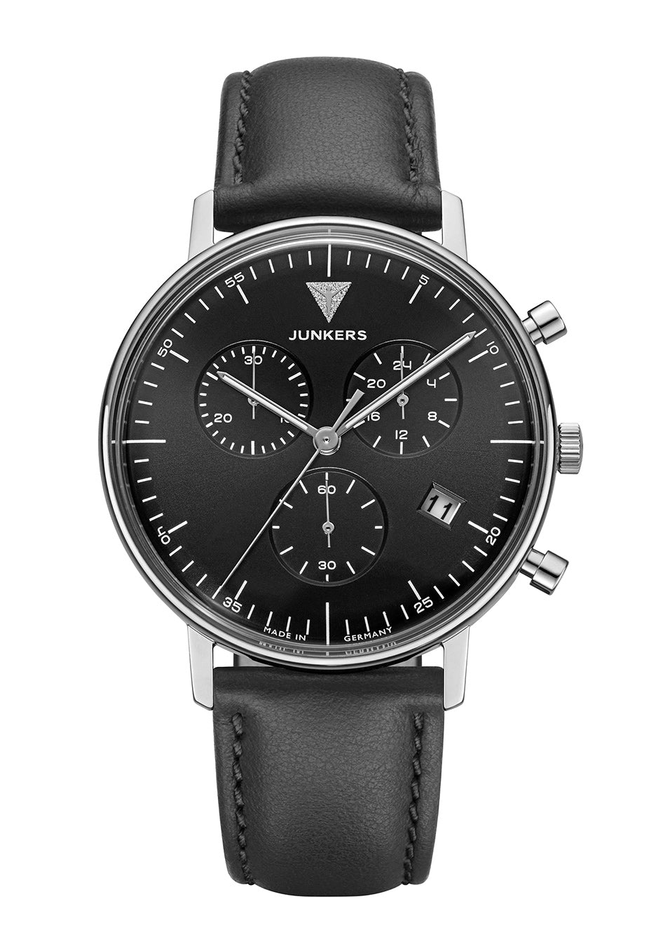 Junkers Bauhaus Chronograph 9.12.01.02 Herren • Schwarzes Zifferblatt • Quarz-Chronograph