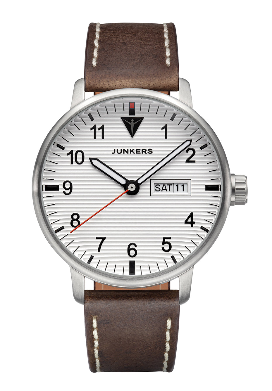 Junkers Eurasia Day Date 9.59.01.03 Herren Armbanduhr Silber • Quarzwerk • Datum & Wochentagsanzeige