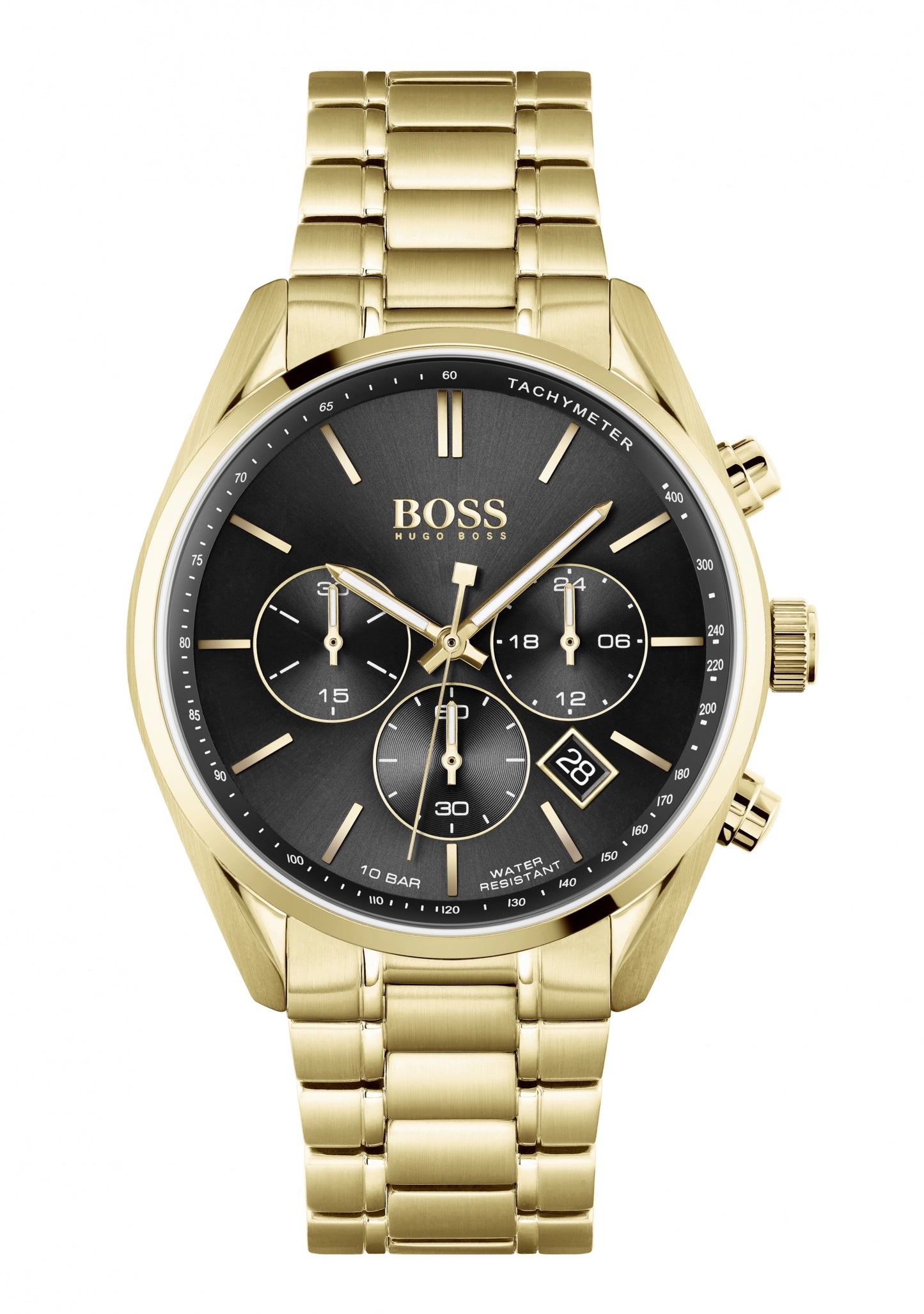 BOSS Champion 1513848 Herren Chronograph Gold • Goldenes Edelstahlarmband • 10 ATM Wasserdicht