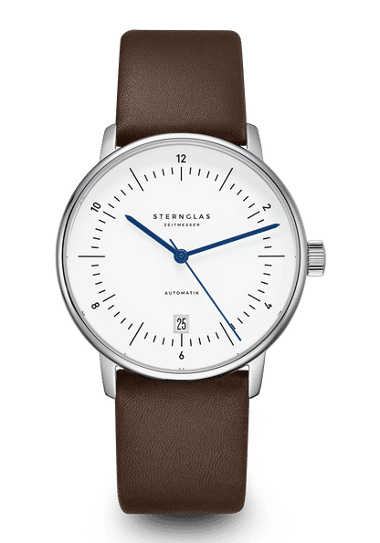 Sternglas Naos Automatik 38mm Herren Weiß • Automatikwerk • Bauhaus-Design
