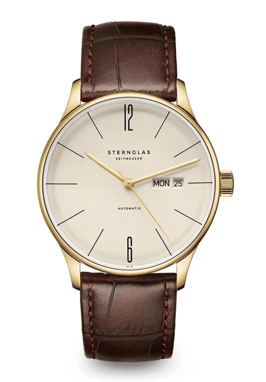 Sternglas Berlin Automatik Armbanduhr Sepia Gold • Automatikwerk • Puristisches Bauhaus-Design