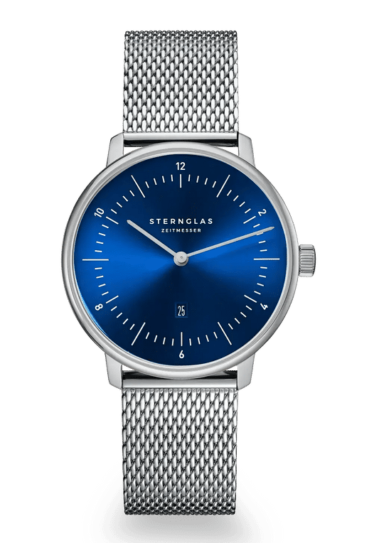 Sternglas Naos XS Damen Armbanduhr Tiefblau • Schlankes Bauhaus-Design • Quarzwerk